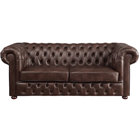 Traditional Sofa with Button Tufting and Rolled Arms