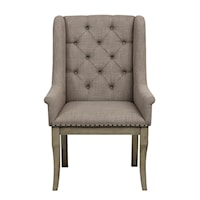 Transitional Upholstered Arm Chair with Button Tufted Back