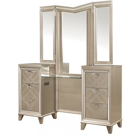 Vanity Dresser with Mirror and LED Lighting