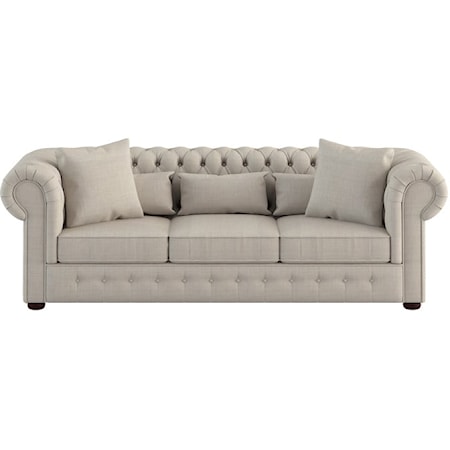 Transitional Chesterfield Sofa with Rolled Arms and Tufted Back