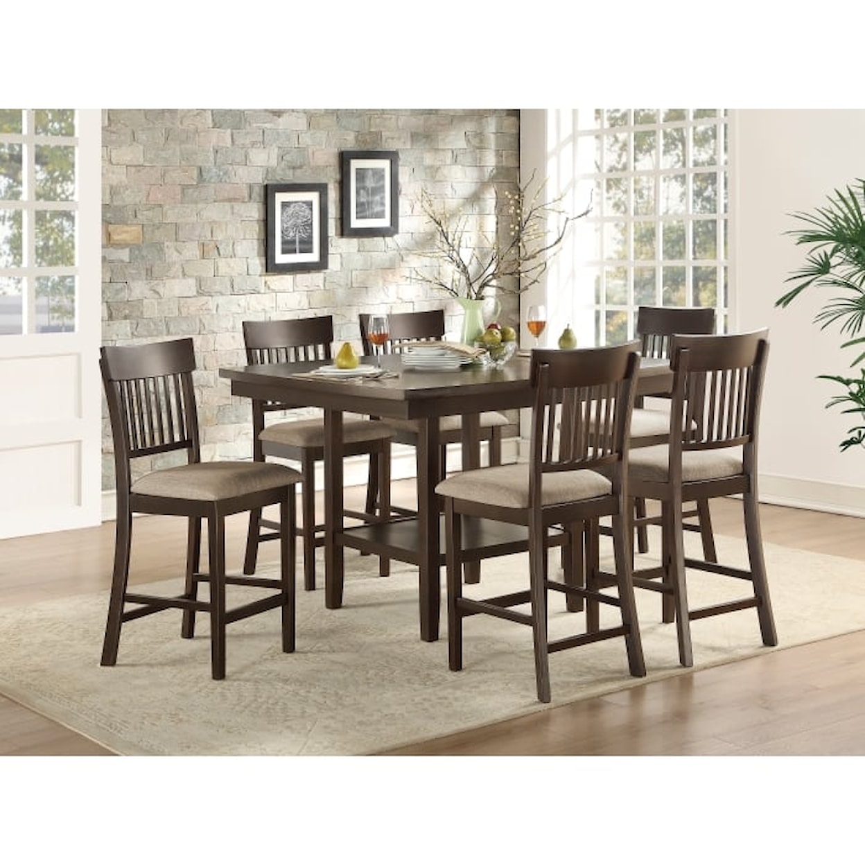 Homelegance Furniture Balin Counter Height Table with Lazy Susan