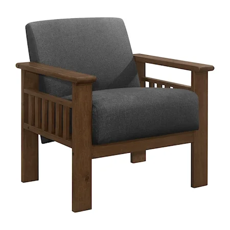 Transitional Accent Chair with Exposed Wood Arms