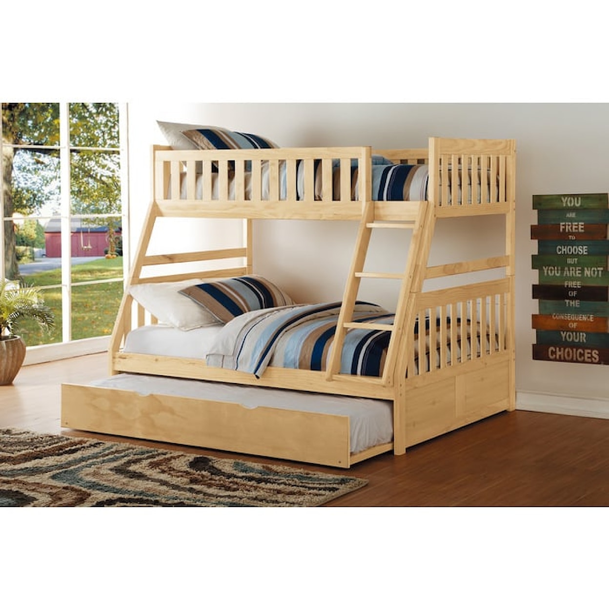 Homelegance Bartly Twin/Full Bunk Bed with Twin Trundle