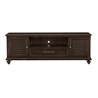 Transitional 2-Door TV Stand with Open Shelf and Storage Cubby