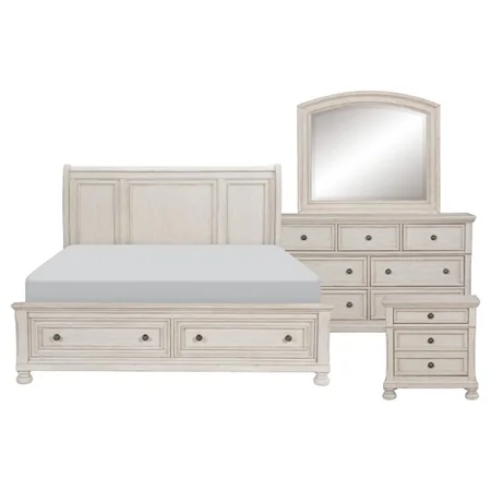 Traditional 4-Piece Queen Bedroom Set with Storage Footboard