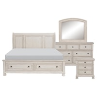 Traditional 4-Piece Queen Bedroom Set with Storage Footboard