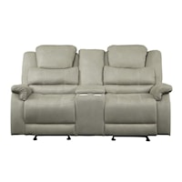 Transitional Glider Reclining Loveseat with Center Console and Cupholders