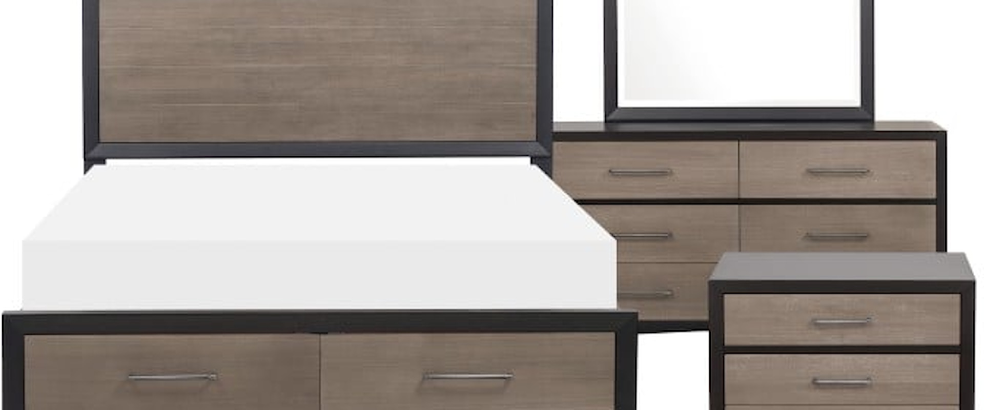 Contemporary 4-Piece Queen Bedroom Set with Footboard Storage