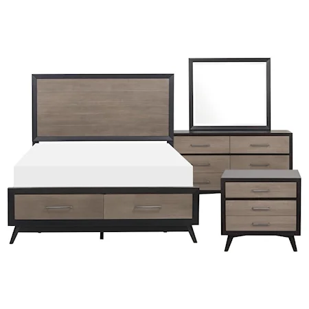 Contemporary 4-Piece Queen Bedroom Set with Footboard Storage