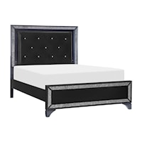 Glam California King Bed with Glitter Trim and LED Lighting