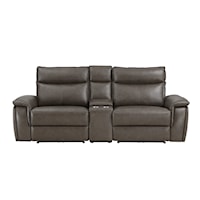 Casual Power Reclining Love Seat with Center Console and Power Headrests