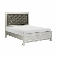 Glam California King Bed with Button-Tufted Headboard