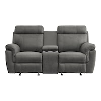 Casual Double Glider Reclining Loveseat with Center Console and Cupholders