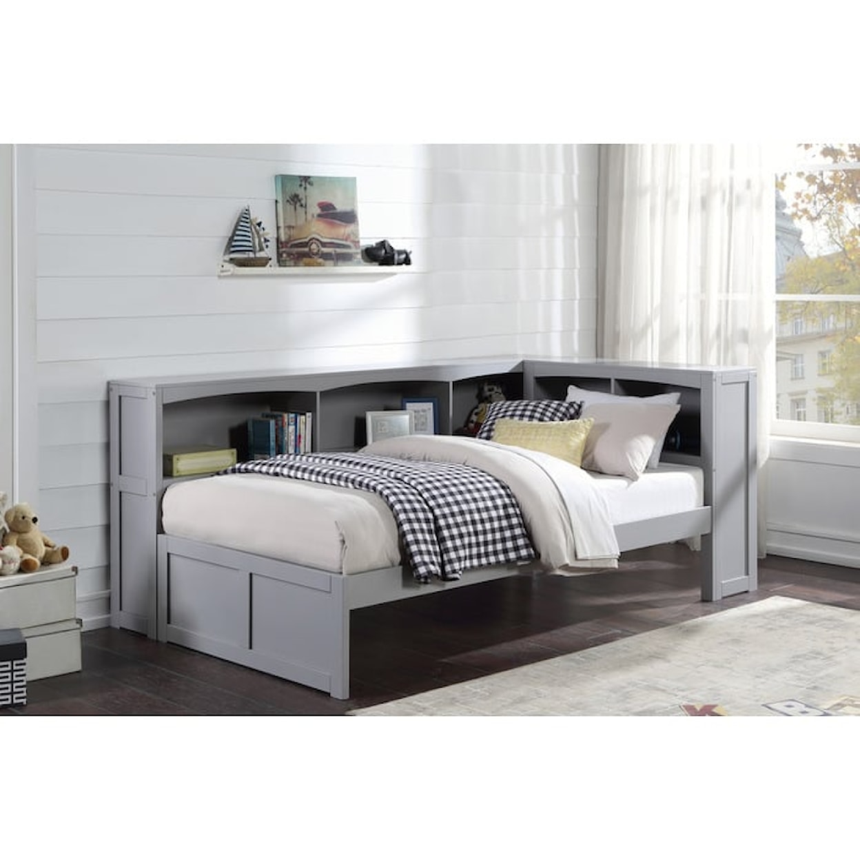 Homelegance Orion Twin Bookcase Corner Bed