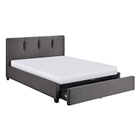 Contemporary Upholstered Eastern King Platform Bed with Footboard Storage