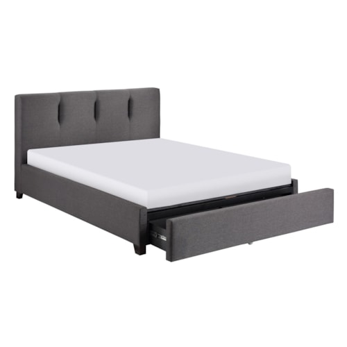 Contemporary California King Platform Bed with Footboard Storage