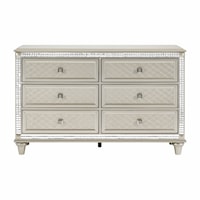 Glam 6-Drawer Dresser with Mirror Trim