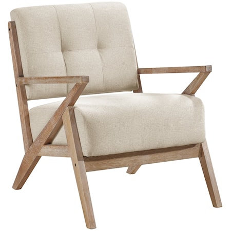 Rustic Upholstered Accent Chair with Button Tufting