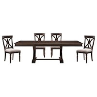 Traditional 5-Piece Dining Set with Separate Extension Leaf
