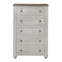 Transitional 5-Drawer Bedroom Chest with Metal Center Glides