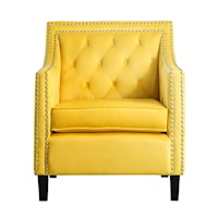 Glam Accent Chair with Button Tufted Back and Nailhead Trimming
