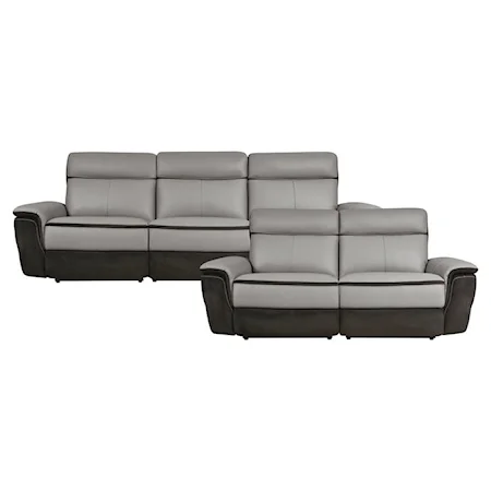 Contemporary 2-Piece Living Room Set with USB Charging Ports