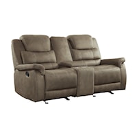 Transitional Double Glider Reclining Loveseat with Center Console