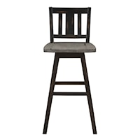 Rustic Bar Height Swivel Chair with Slat Back Design