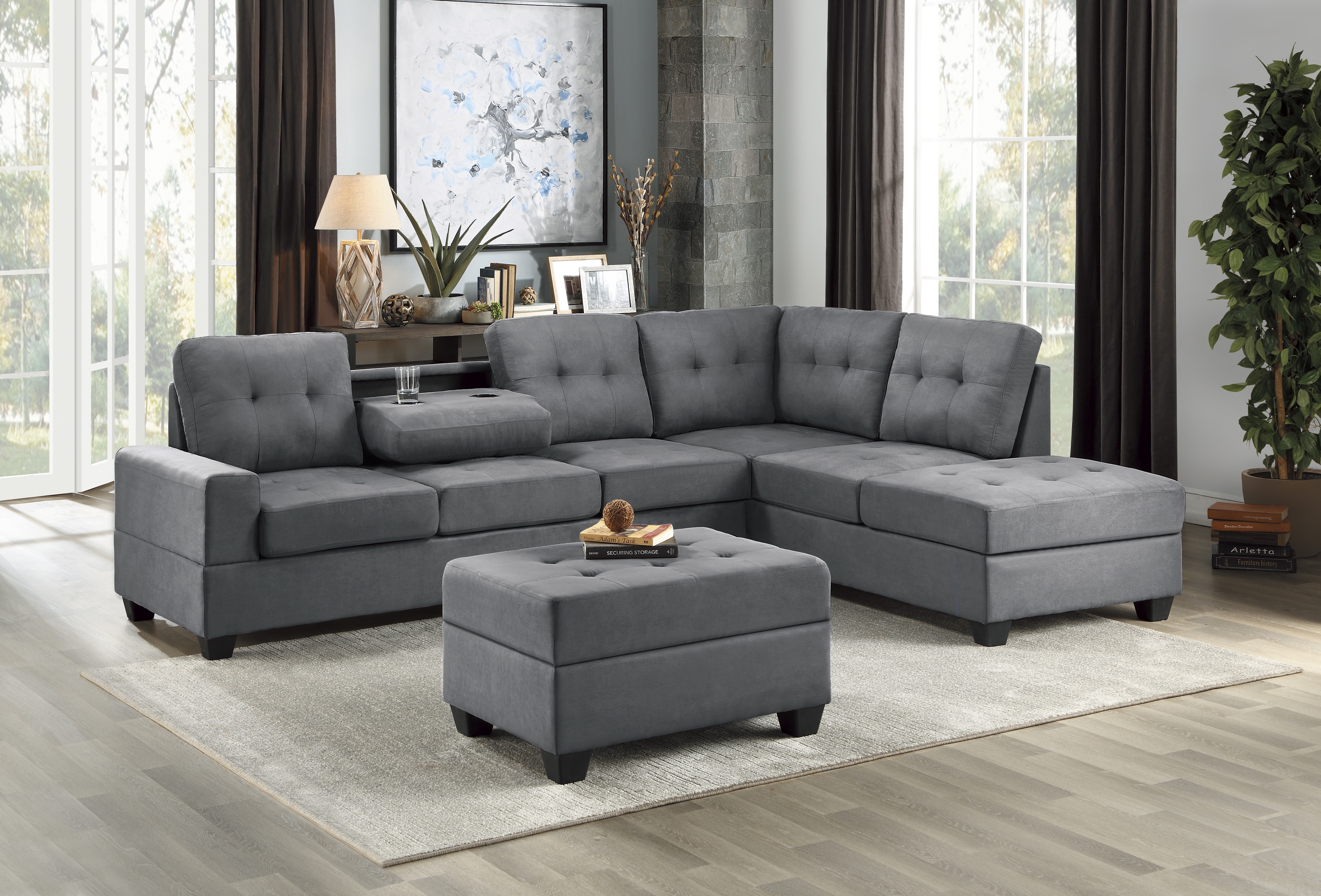 2-Piece Reversible Sectional Sofa