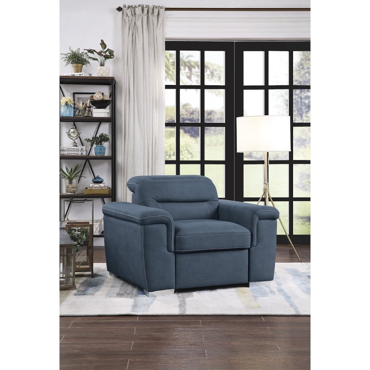 Homelegance Alfio Chair with Pull-out Ottoman