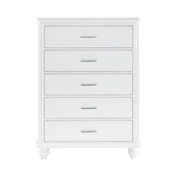 Glam 5-Drawer Chest of Drawers with Acrylic Diamond Hardware
