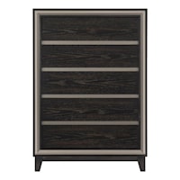 Contemporary 5-Drawer Bedroom Chest with Two-Tone Finish