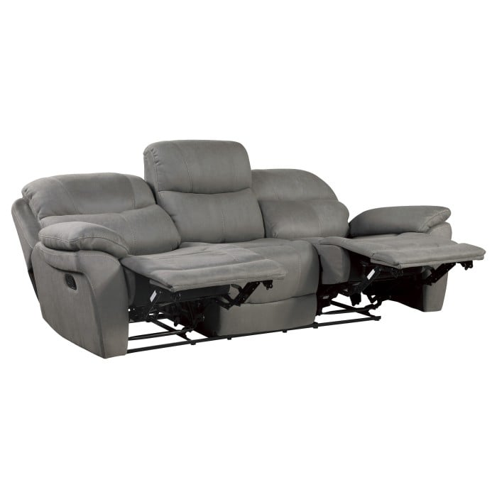 Longvale 9580GY3 Transitional Dual Reclining Sofa with Pillow Arms