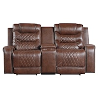 Power Double Reclining Loveseat with Center Console and Built-In USB Ports
