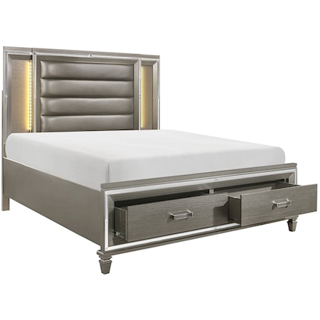 King  Bed with FB Storage, LED Lighting