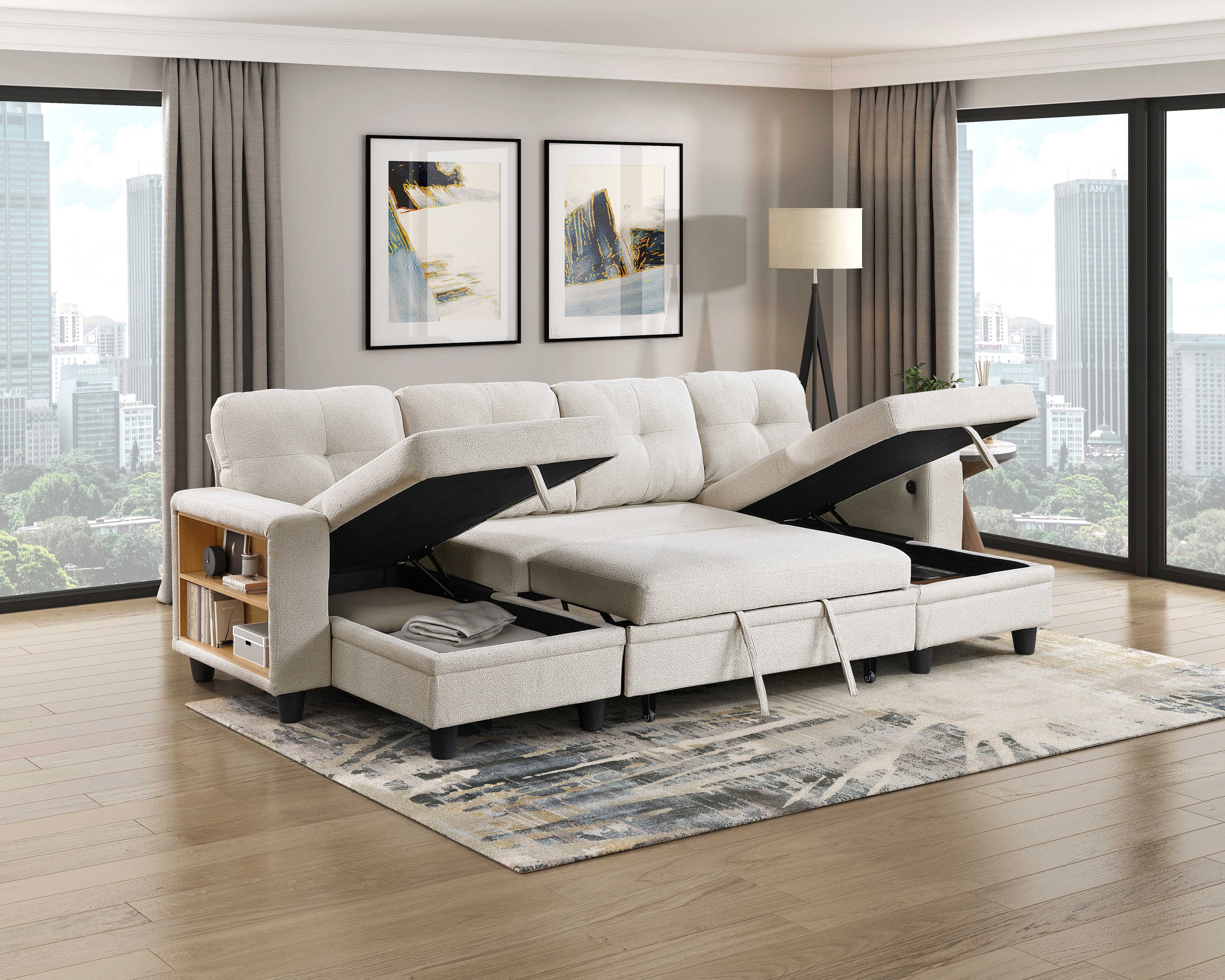 Homelegance Ansley 4-Piece Sectional Sofa with Pull-Out Bed