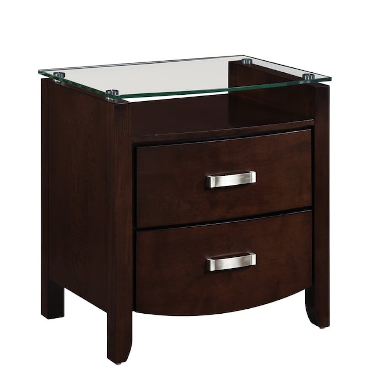 Homelegance Lyric Night Stand, Glass Top