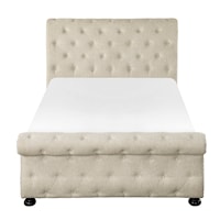 Transitional Upholstered Queen Panel Bed with Button Tufting