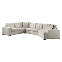 Transitional 4-Piece Sectional with Pull-out Bed and Pull-out Ottoman