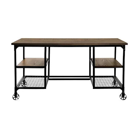 Industrial Writing Desk with Shelving