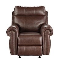 Transitional Glider Reclining Chair with Nailhead Trim