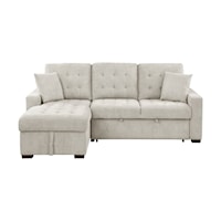 Casual 2-Piece Sectional with Left Chaise, Pull-Out Bed And Hidden Storage