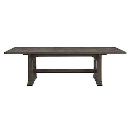 Transitional Dining Table with Self-Storing Leaf