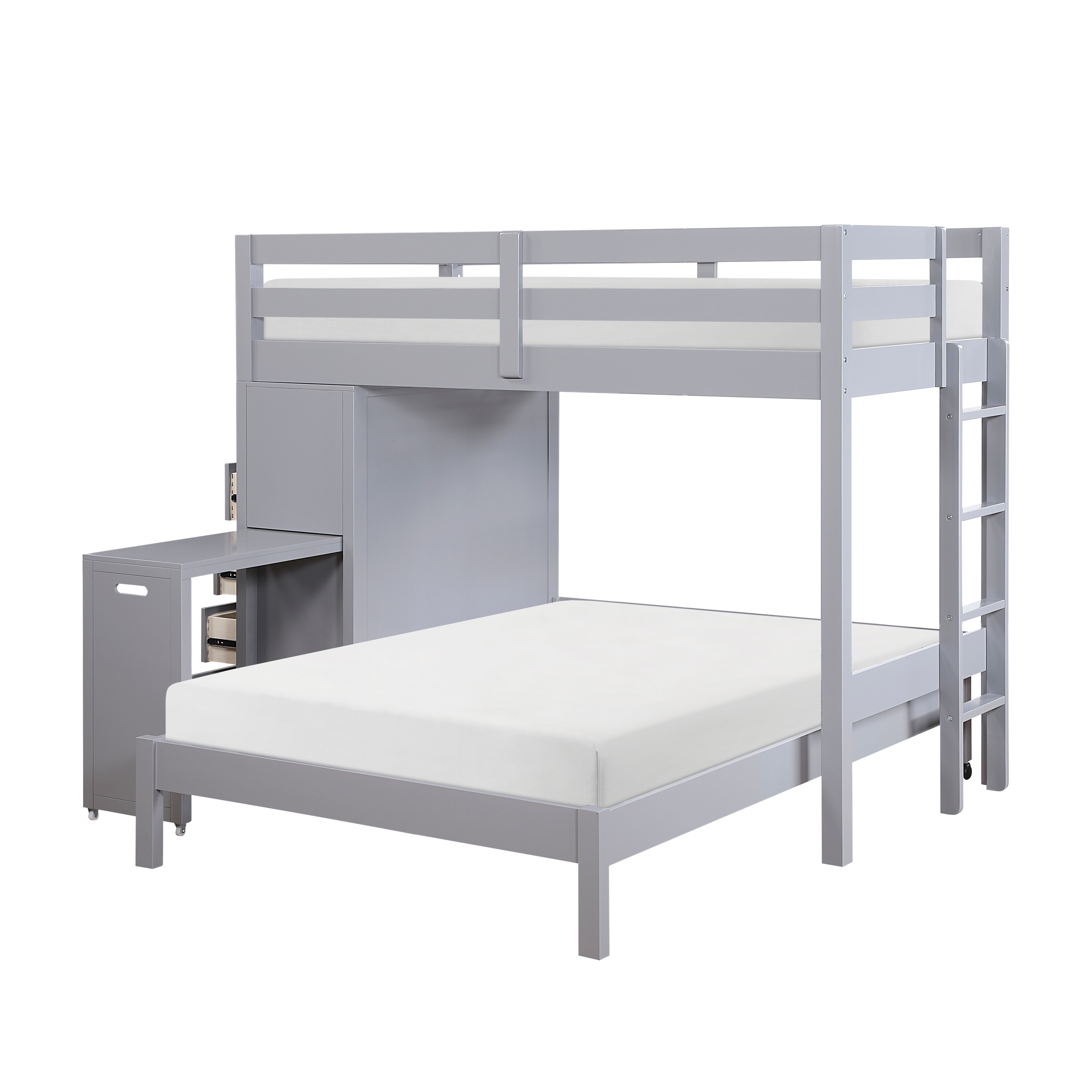 Twin/Full Loft Bunk Bed with Hidden Desk