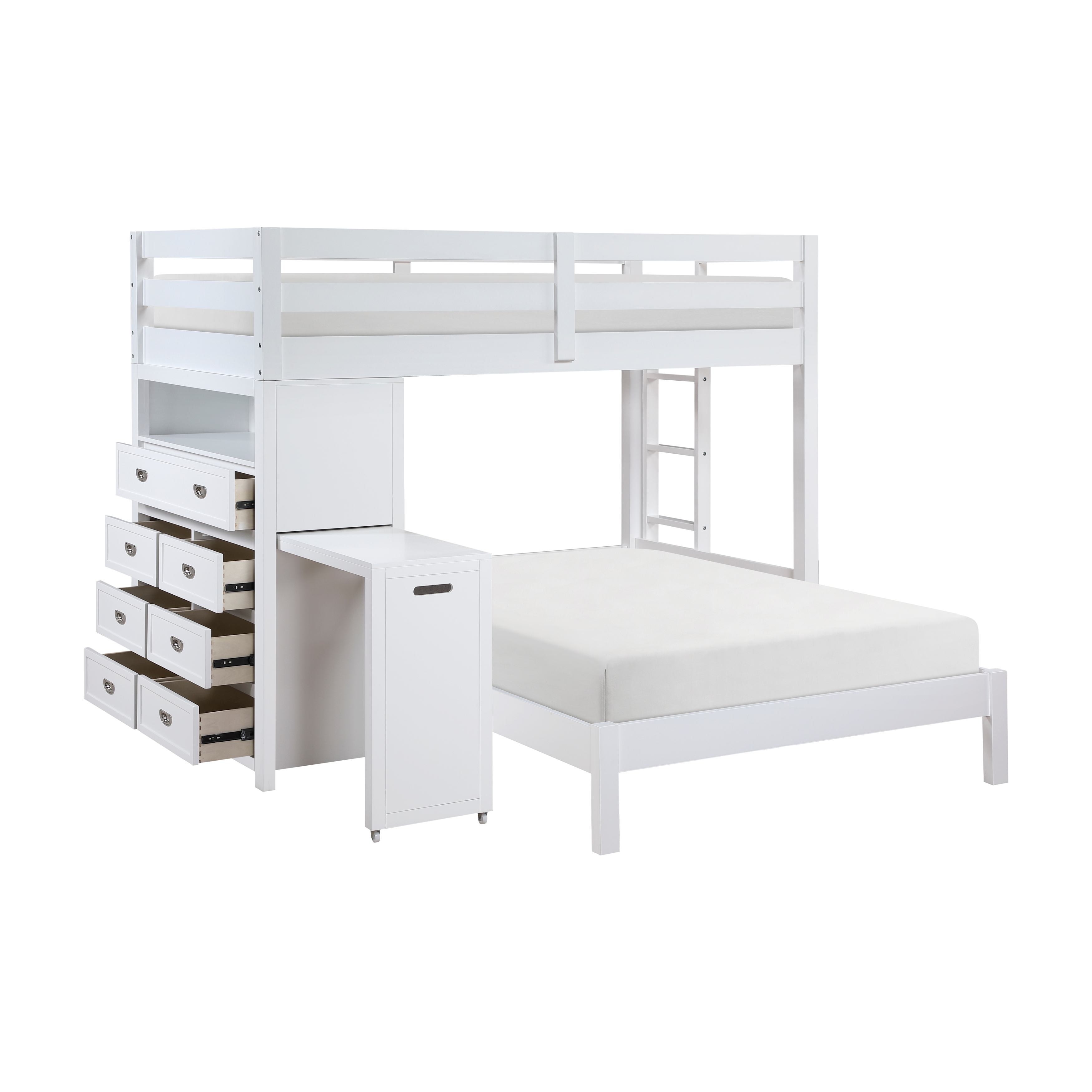 Twin/Full Loft Bunk Bed with Hidden Desk