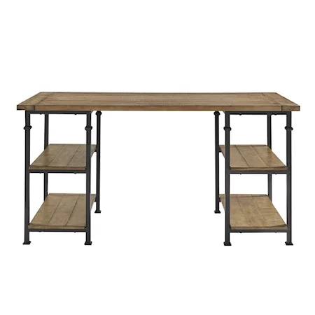 Industrial Writing Desk with Open Shelving
