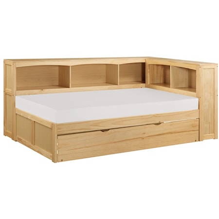 Twin Bookcase Corner Bed with Twin Trundle