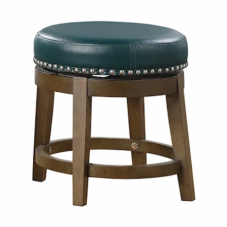 Transitional Round Swivel Stool with Nailhead Trim