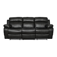 Casual Reclining Sofa with Drop-Down Table and Cup Holders