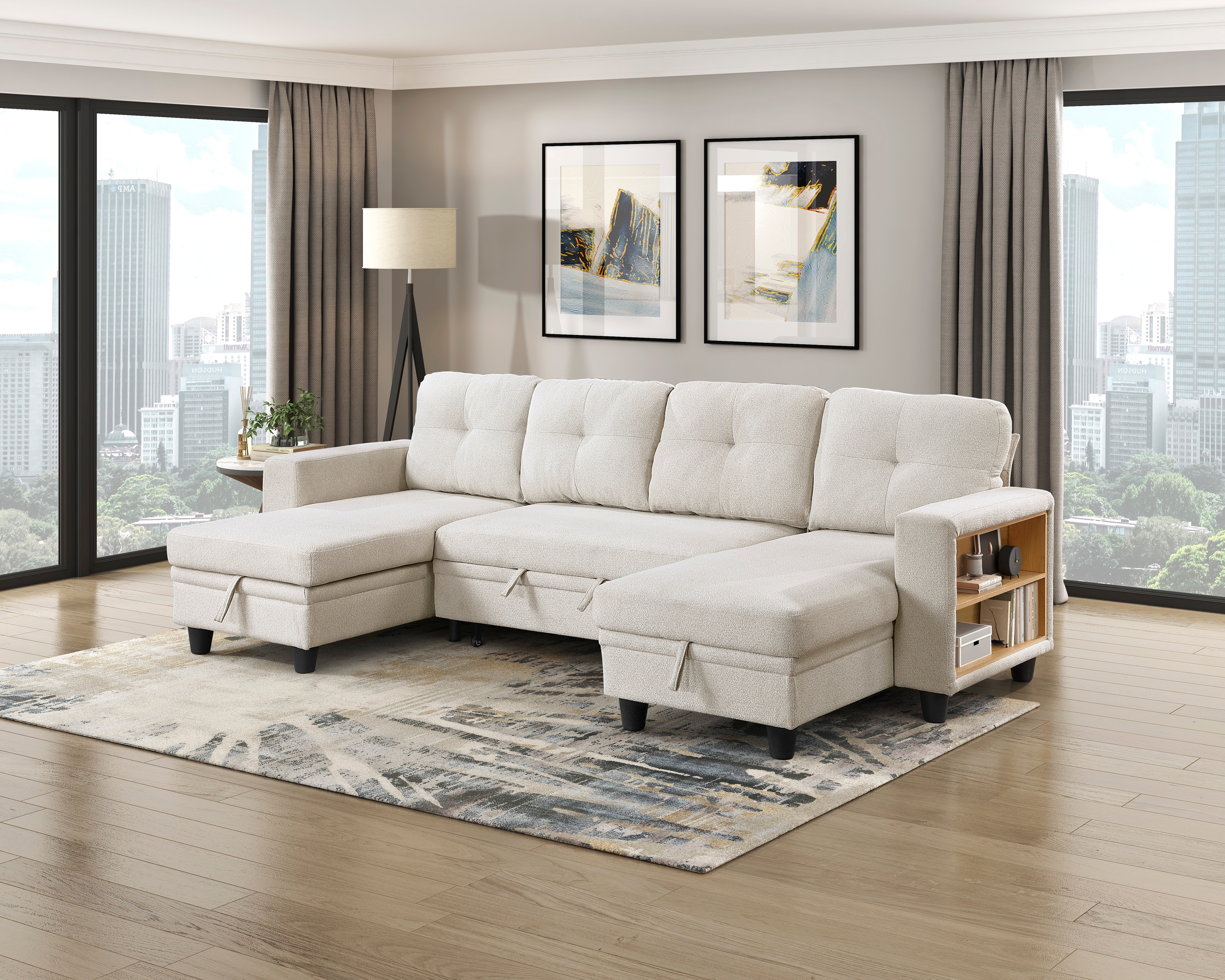 Homelegance Ansley 4-Piece Sectional Sofa with Pull-Out Bed